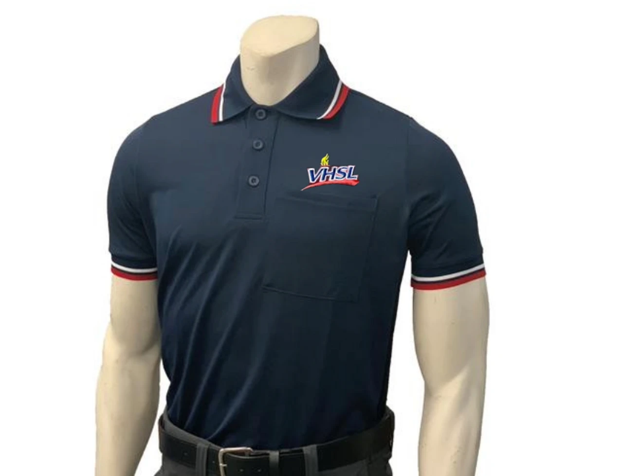 Virginia VHSL Embroidered Navy Body Flex® Style Short Sleeve Umpire Shirt 1 Virginia VHSL Embroidered Navy Body Flex® Style Short Sleeve Umpire Shirt