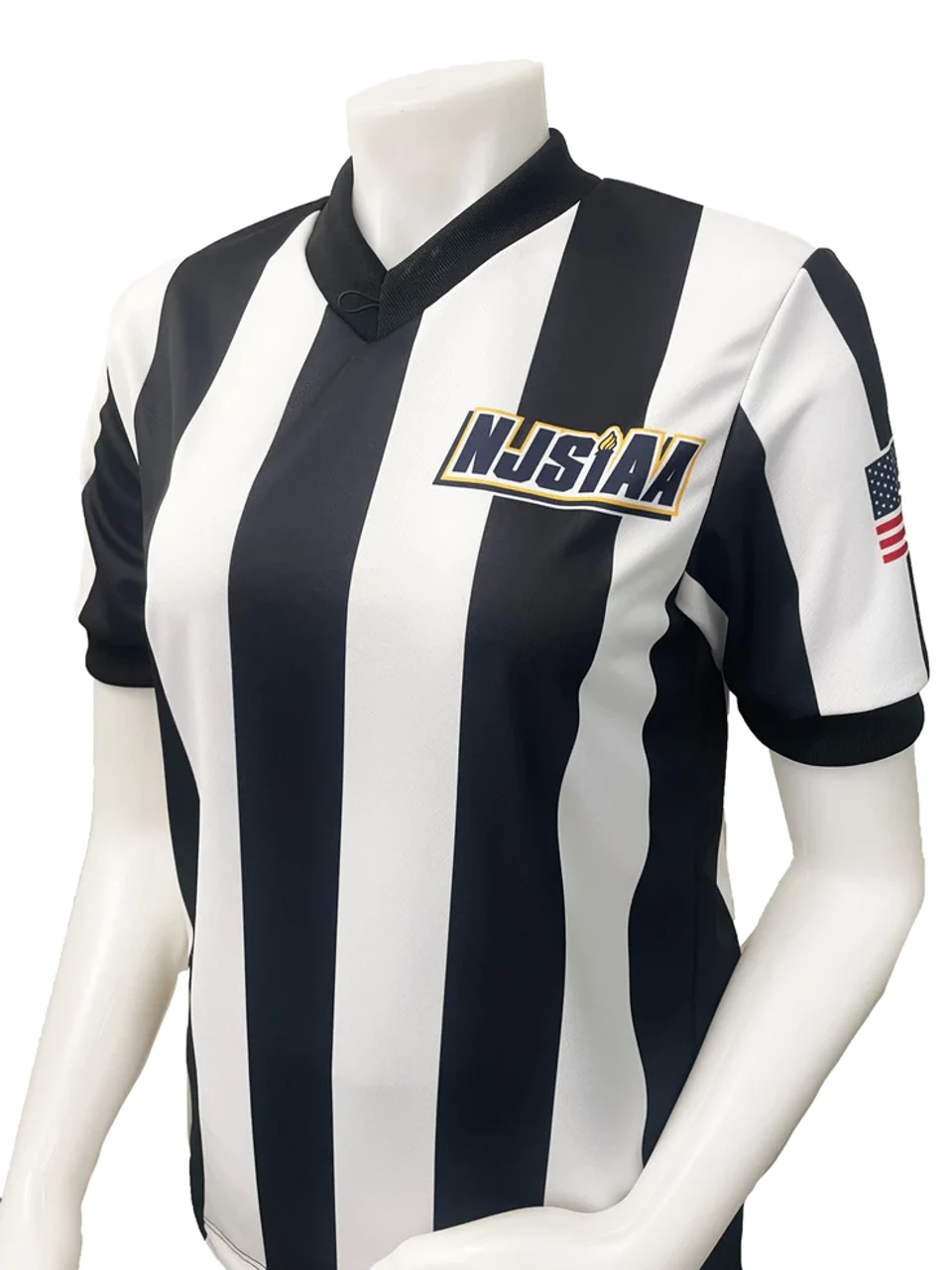 New Jersey NJSIAA Body Flex® Women's 2 1/4" Stripe Basketball Referee Shirt 1 New Jersey NJSIAA Body Flex® Women's 2 1/4" Stripe Basketball Referee Shirt