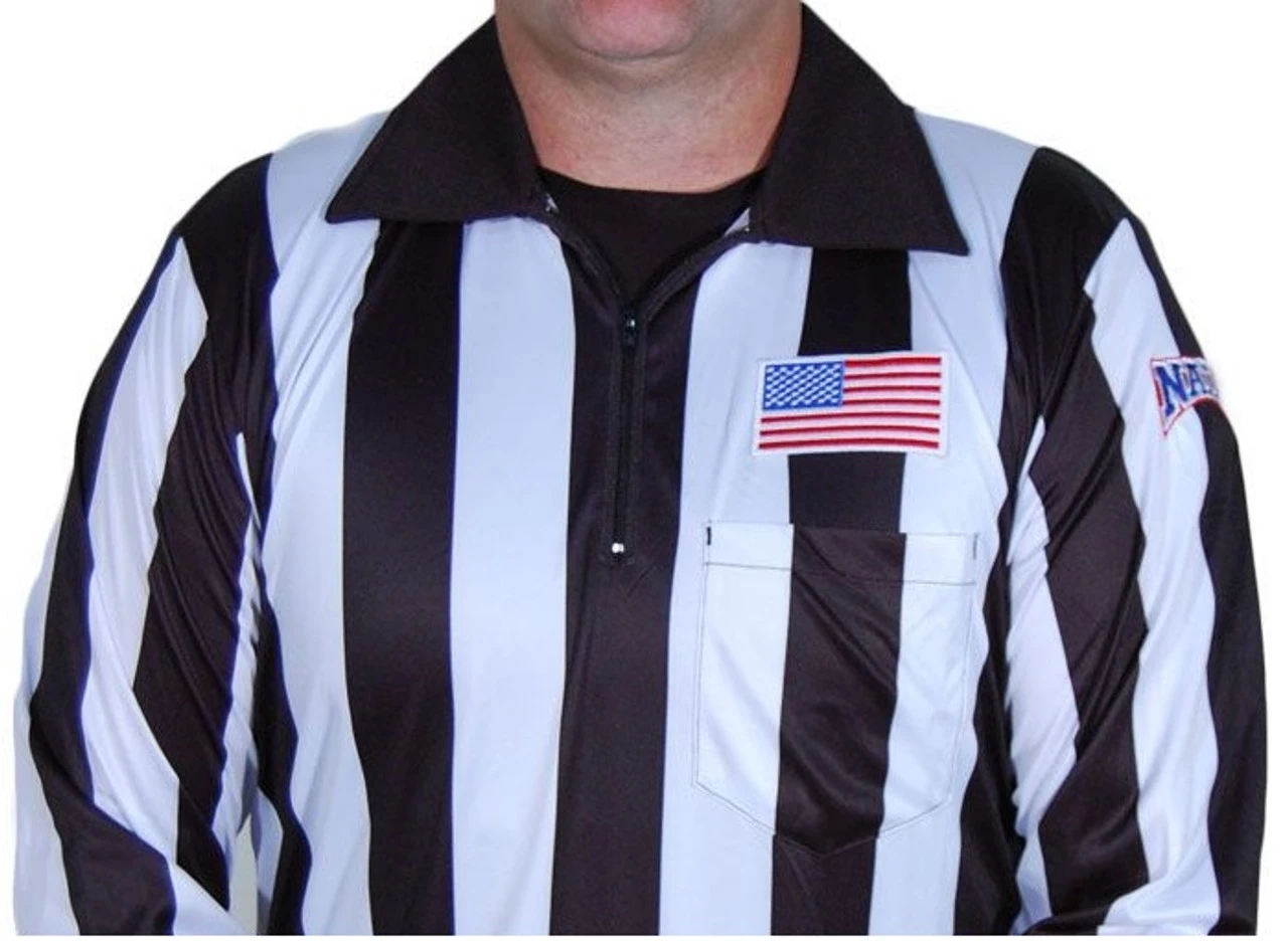 NAIA 2" Stripe Long Sleeve Football Referee Shirt W/Position Placket Position "U" 1 NAIA 2" Stripe Long Sleeve Football Referee Shirt W/Position Placket Position "U"