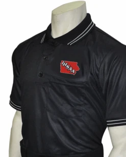 Iowa IHSAA Embroidered Body Flex® Style Black Umpire Shirt