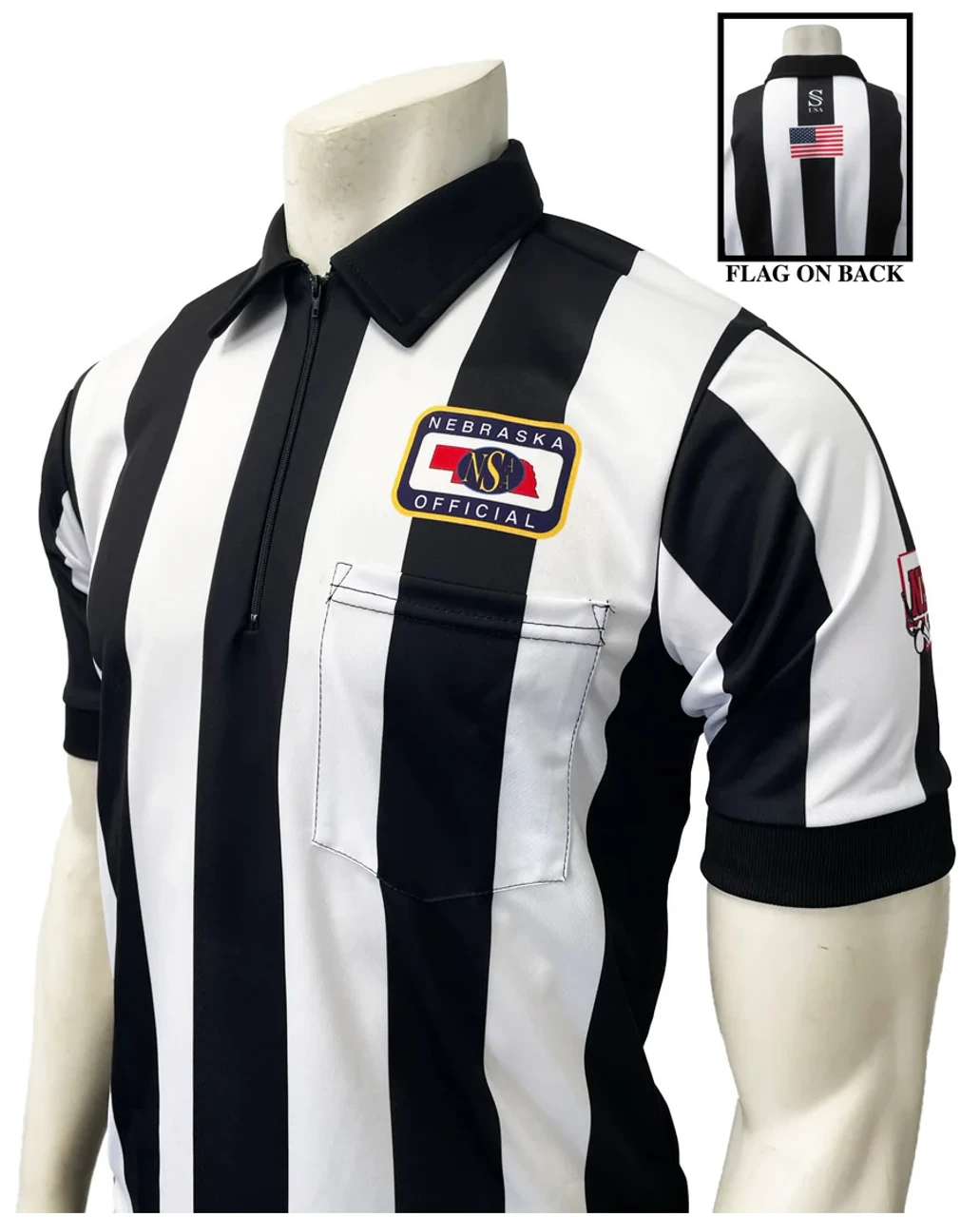 Nebraska NHSOA 2 1/4" Stripe Body Flex® Short Sleeve Football Referee Shirt Extra Tall 1 Nebraska NHSOA 2 1/4" Stripe Body Flex® Short Sleeve Football Referee Shirt Extra Tall