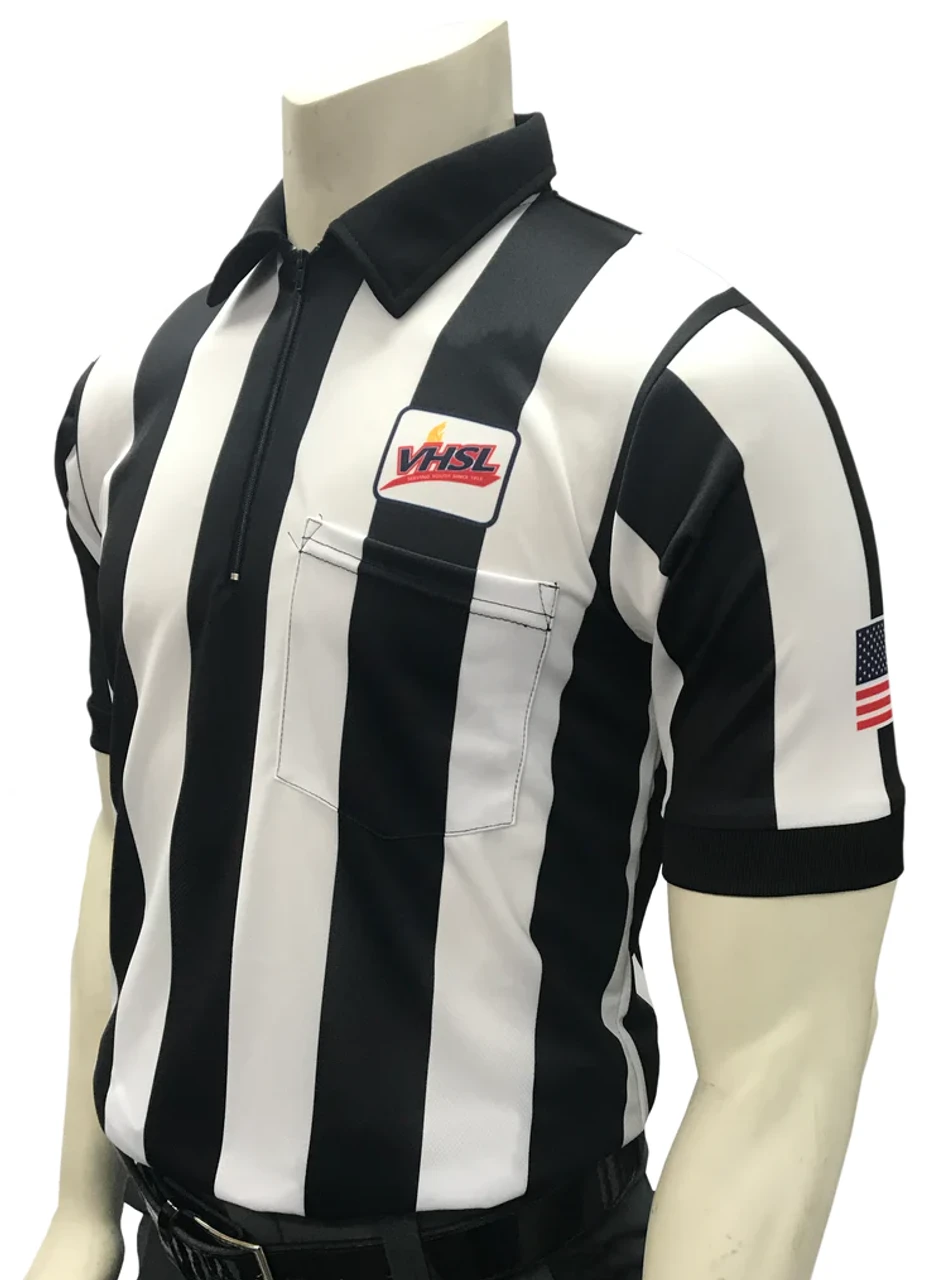 Virginia VHSL Short Sleeve 2 1/4" Dye Sublimated Football Referee Shirt 1 Virginia VHSL Short Sleeve 2 1/4" Dye Sublimated Football Referee Shirt