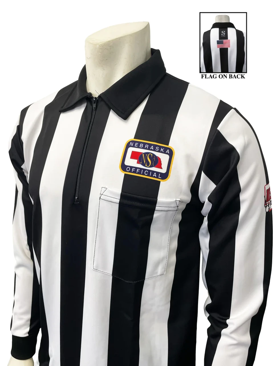 Nebraska NHSOA Dye Sublimated 2 1/4" Stripe Long Sleeve Football Referee Shirt 1 Nebraska NHSOA Dye Sublimated 2 1/4" Stripe Long Sleeve Football Referee Shirt