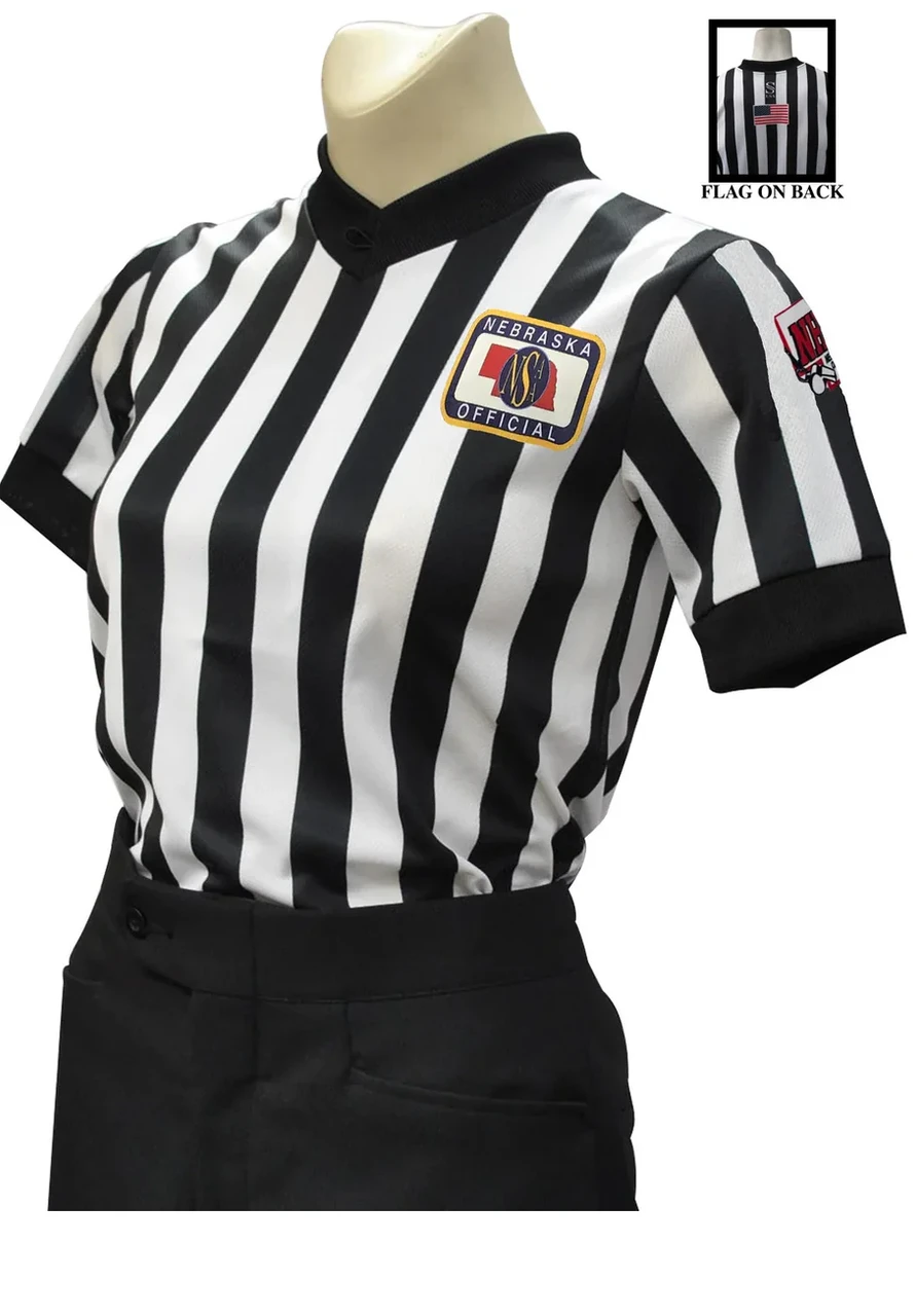 Nebraska NSAA-NHS Women's Body Flex® Side Panel Basketball Referee Shirt 1 Nebraska NSAA-NHS Women's Body Flex® Side Panel Basketball Referee Shirt