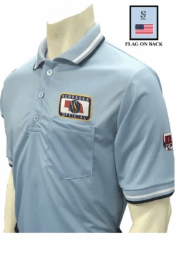 Nebraska NSAA Dye Sublimated Short Sleeve Powder Blue Umpire Shirt