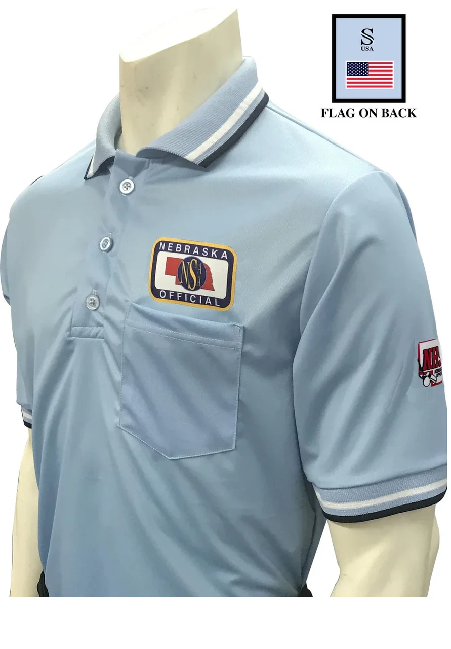 Nebraska NSAA Dye Sublimated Short Sleeve Powder Blue Umpire Shirt 1 Nebraska NSAA Dye Sublimated Short Sleeve Powder Blue Umpire Shirt
