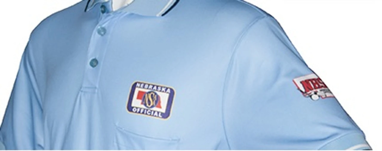 Nebraska NSAA Short Sleeve Powder Blue Umpire Shirt No Flag 1 Nebraska NSAA Short Sleeve Powder Blue Umpire Shirt No Flag