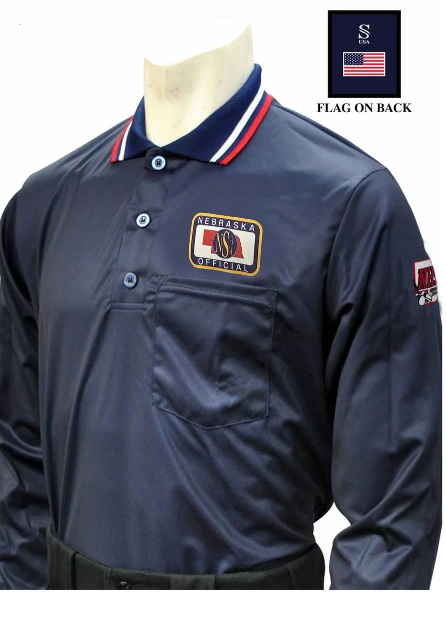 Nebraska NSAA Dye Sublimated Long Sleeve Navy Umpire Shirt 1 Nebraska NSAA Dye Sublimated Long Sleeve Navy Umpire Shirt