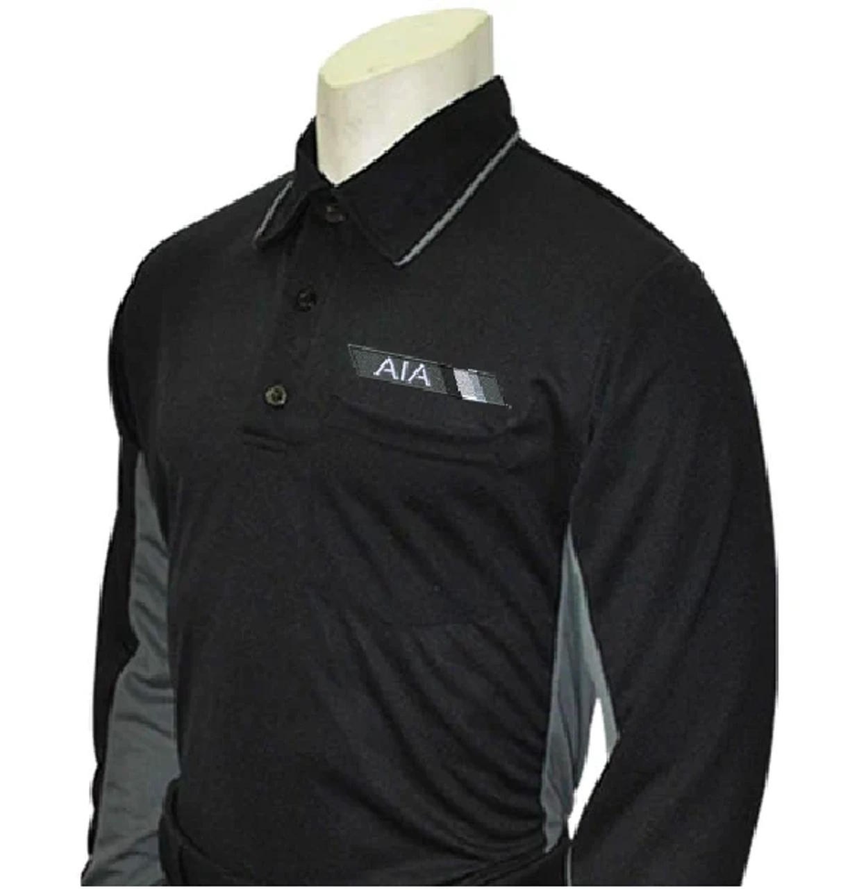 Arizona AIA Major League Style Black W/Charcoal Side Panel Long Sleeve Umpire Shirt 1 Arizona AIA Major League Style Black W/Charcoal Side Panel Long Sleeve Umpire Shirt
