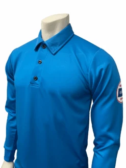 Kansas KSHSAA Men's Bright Blue Long Sleeve Volleyball Referee Shirt With Flag