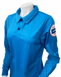Kansas KSHSAA Women's Long Sleeve Bright Blue Volleyball Referee Shirt