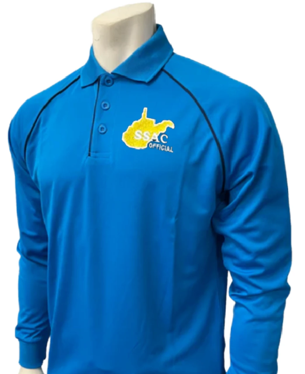 West Virginia SSAC Men's Bright Blue Long Sleeve Volleyball Referee Shirt 1 West Virginia SSAC Men's Bright Blue Long Sleeve Volleyball Referee Shirt