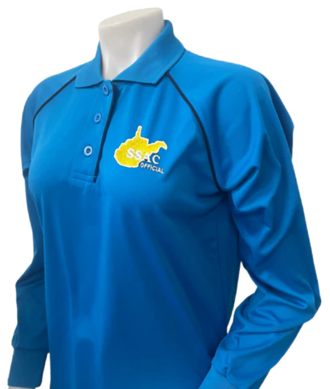 West Virginia SSAC Women's Bright Blue Long Sleeve Volleyball Referee Shirt 1 West Virginia SSAC Women's Bright Blue Long Sleeve Volleyball Referee Shirt
