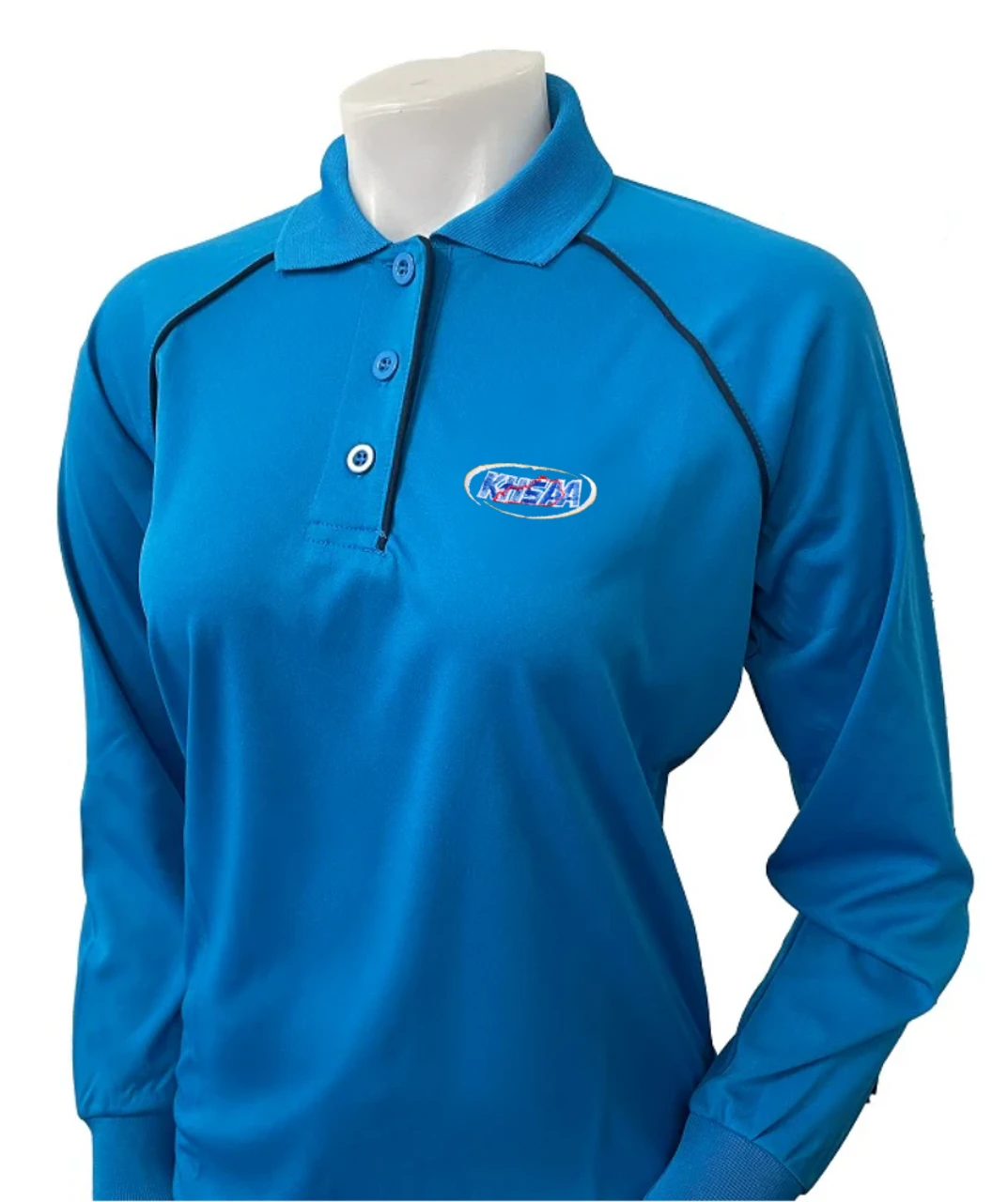 Kentucky KHSAA Embroidered Long Sleeve Women's Bright Blue Referee Shirt 1 Kentucky KHSAA Embroidered Long Sleeve Women's Bright Blue Referee Shirt