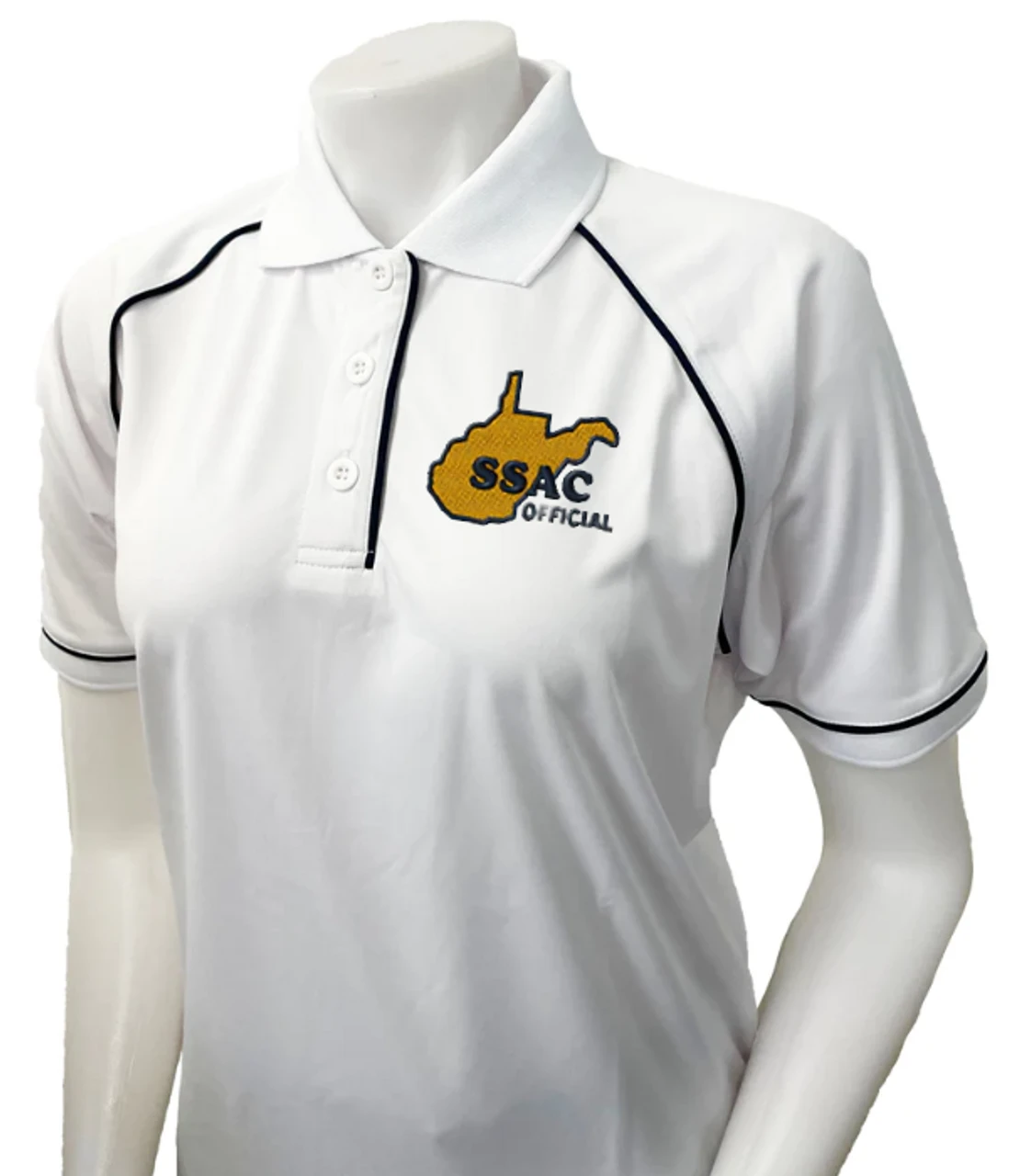 West Virginia SSAC Women's White Short Sleeve Volleyball Referee Shirt 1 West Virginia SSAC Women's White Short Sleeve Volleyball Referee Shirt